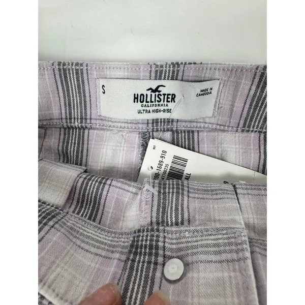 Hollister Ultra High-Rise Plaid Mini‎ Skirt Lavender Purple Grey Small NWT - Image 6