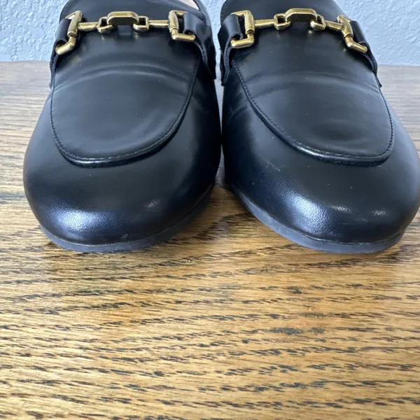 C. Paravano Black Loafers Moccasins w/ Gold Buckle Womens Size 38 US 7.5 Preppy - Image 9