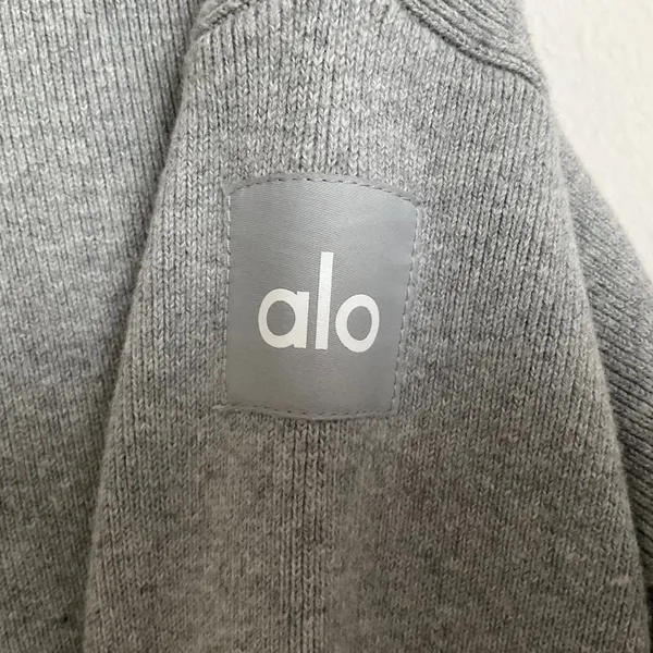 Alo Yoga Scholar Knit Cropped Full Zip Jacket Athletic Heather Grey S - Image 4