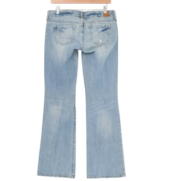 American Eagle Outfitters Jeans Womens 4L Blue Denim Distressed Stretch Straight - Image 5