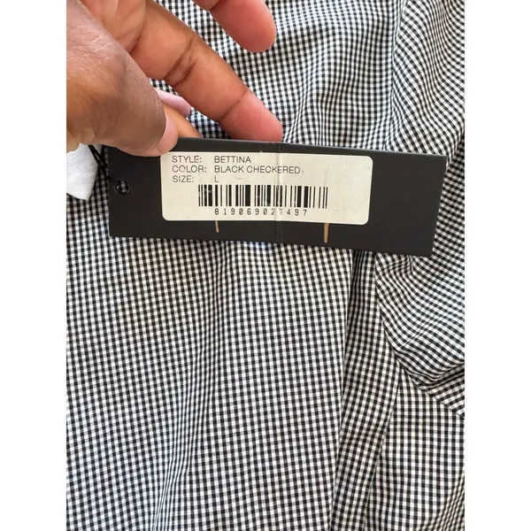 Petersyn Bettina Dress‎ Black Checkered Gingham Ruffle Mini Long Sleeve Preppy L - Image 5