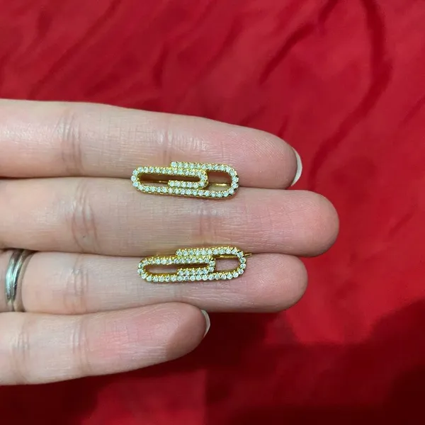 Gold filled paper clip earrings - Image 4