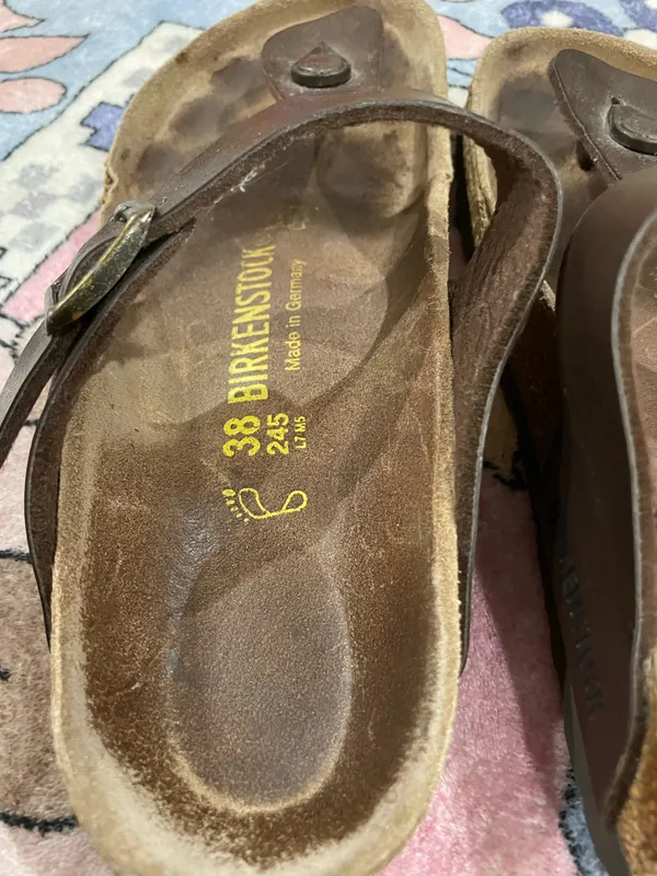 Birkenstock Sandals Leather Gizeh Thong Brown 38 - Image 4