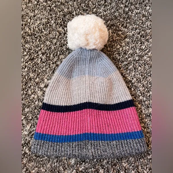 GAP Women's Striped Pom Pom Shimmery Winter Hat Beanie‎ One Size - Image 6