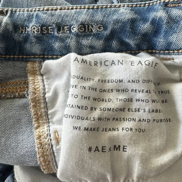 American Eagle SZ 2 SHORT Jegging Jeans Hi-Rise Distressed Stretch Frayed Hems - Image 11