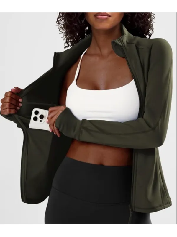 NEW Zip Up Jackets Yoga Gym Top Running Workout Jackets S - Image 6