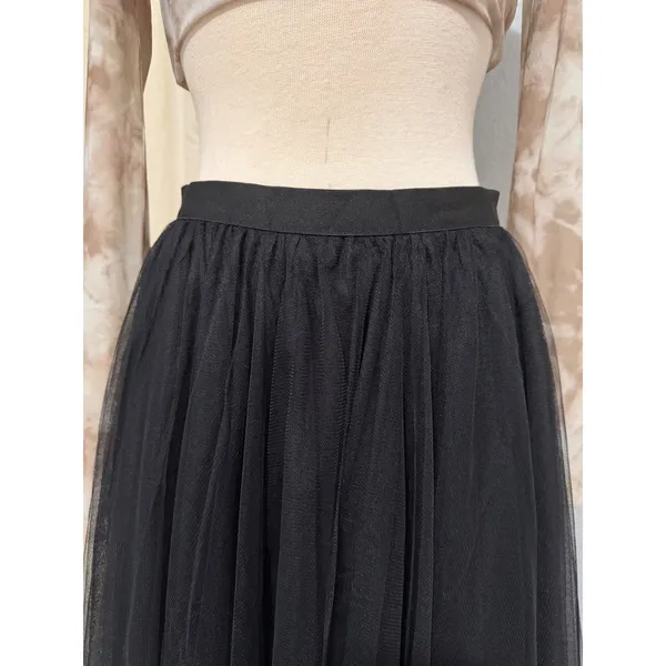 Fairy Black Tulle Mesh Handkerchief Hem Midi Skirt Medium Whimsigoth Punk Witchy - Image 10