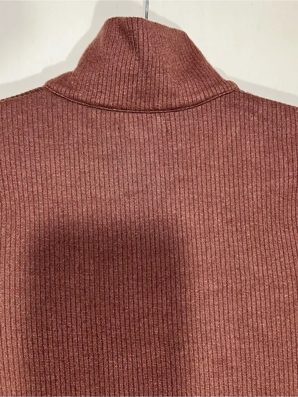 Reformation brown Ribbed Zip-Front Mock Collar top size S - Image 11