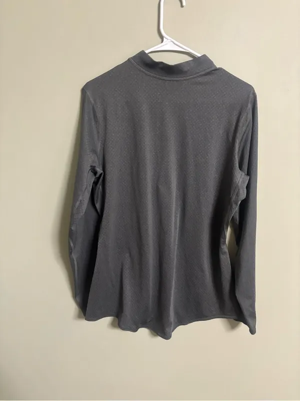 REI Coop Womens Large Pullover Top Gray 1/4 Zip Mock Neck Stretch Performance - Image 2