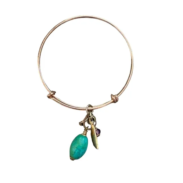 Chavez‎ for Charity Gold Tone Buddha Turquoise Expandable Charm Bangle Bracelet - Image 2