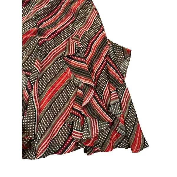 Lauren‎ Ralph Lauren Women's Patterned Ruffled Georgette Skirt sz M red brown - Image 5