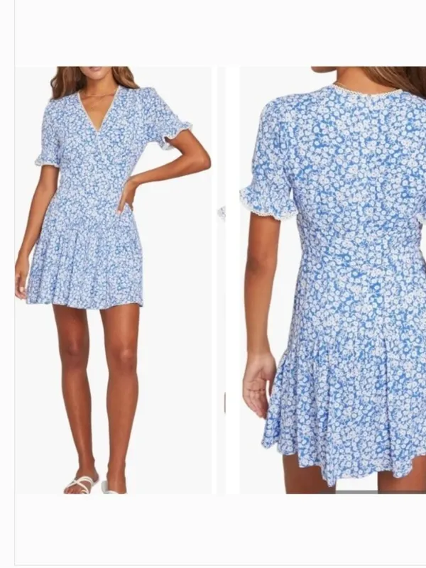 Lost + Wander Women's Size Large Villa by the Sea Floral Picot Trim Peasant Mini - Image 2