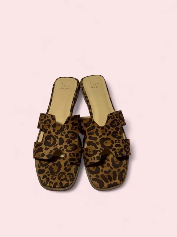 a new day Leopard Print Slide Sandals - Brown/Black - Image 5