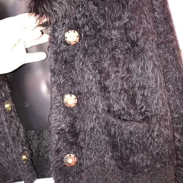 Black Rivet Black‎ Fuzzy Jacket Faux Fur Collar Cozy Winter Layer Small - Image 3