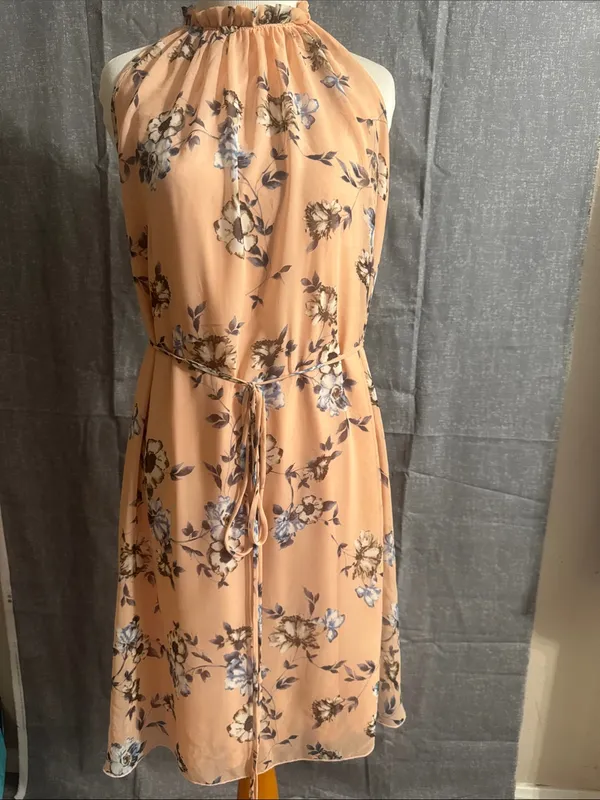 Pinkblush Peach Floral Halter Midi Dress - Image 2