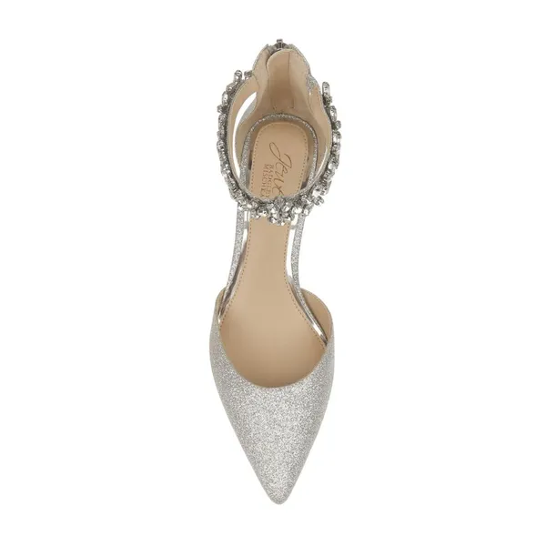 Jewel Badgley Mischka Robles Crystal Embellished Kitten Heels Silver Glitter 7M - Image 10