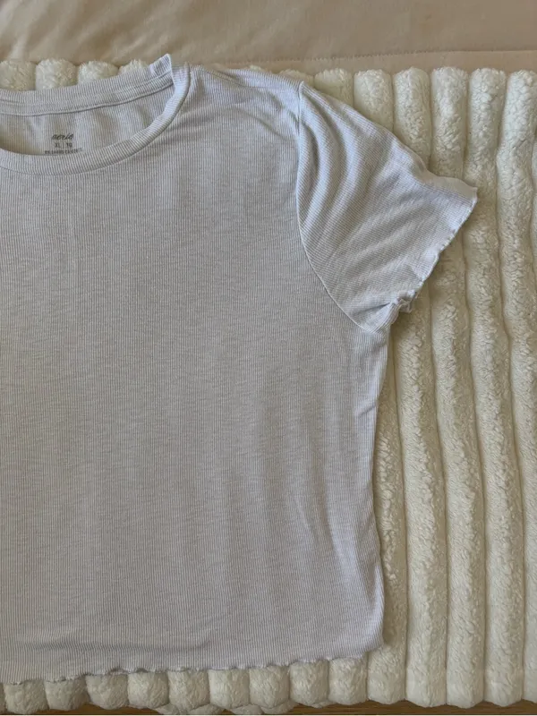 aerie white Ribbed Short Sleeve Tee - Image 3