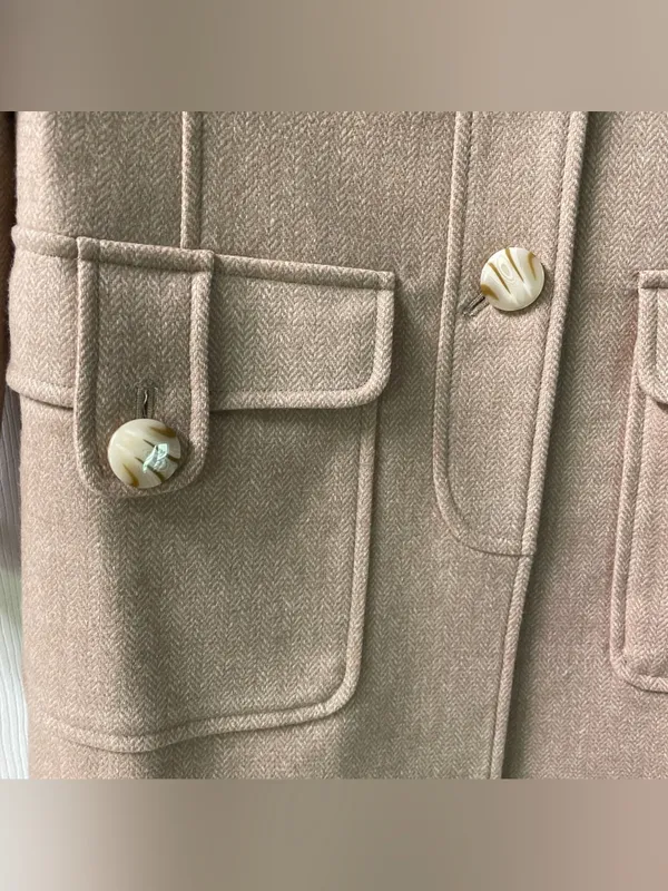 Magaschoni Trench Coat. Wool blend. Button Close. Lined. Herringbone. - Image 7