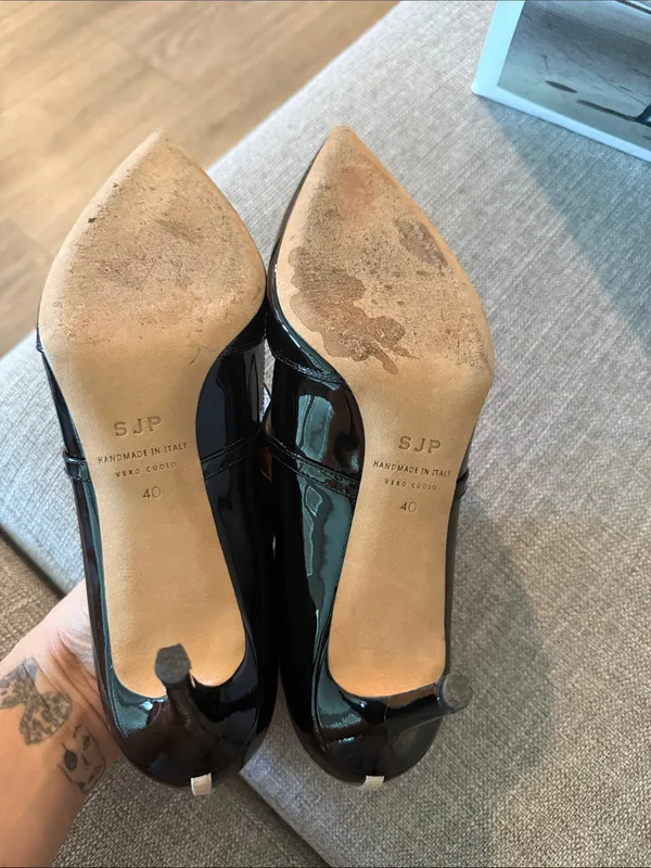 SJP by Sarah Jessica Parker Black Patent Pointed Mary Jane Pumps - Image 3