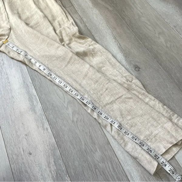 Abercrombie & Fitch Pants linen tailored straight leg womens Beige size 8 short - Image 3