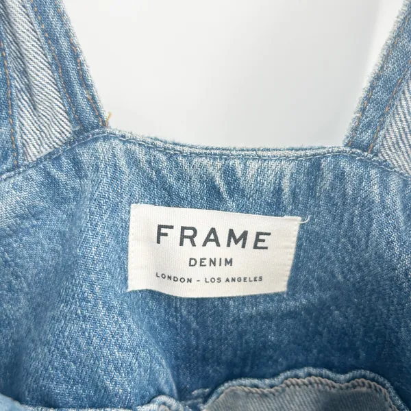 FRAME Womens Skyline Mix Denim Le Overalls‎ Suspender Raw Hem Jeans Size 25 - Image 7