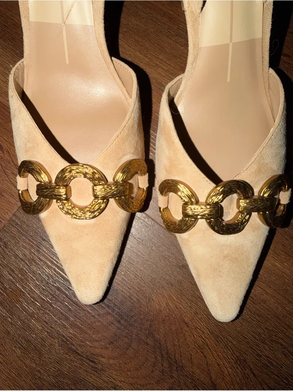 DOLCE VITA Haylee Slingback Pointed Toe Pump suede tan $140 summer 90s party - Image 14