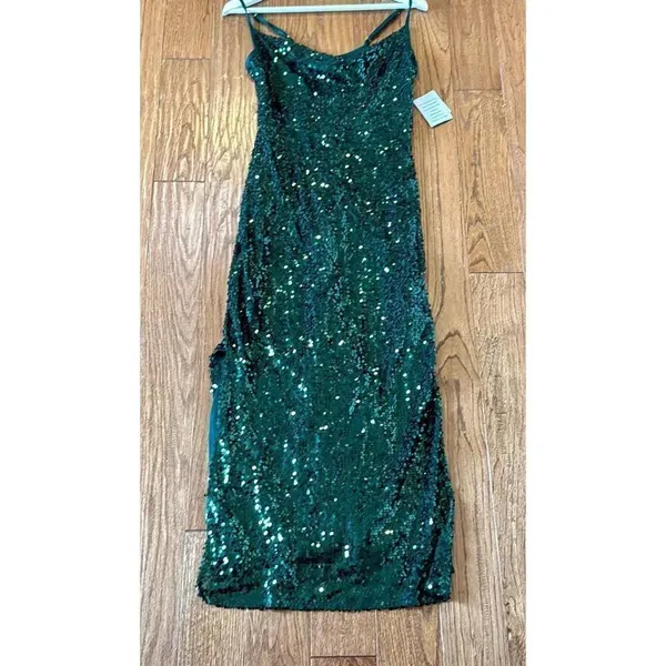 Taylor NWT green sequin cowl neck midi dress 6 - Image 13
