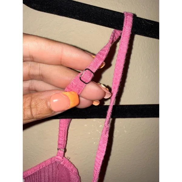 Victoria's‎ Secret Pink Ribbed Henley Camisole Lace Trim Tank Top Medium Y2K - Image 4