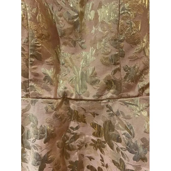 Trixxi‎ Light Pink with Gold Flowers Fit & Flare Mini Dress Juniors Size Medium - Image 3