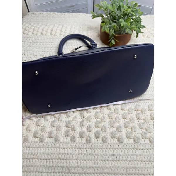 FIORE Women's Saffiano Leather Classic Dome Satchel Bag Made in Italy Navy - Image 16