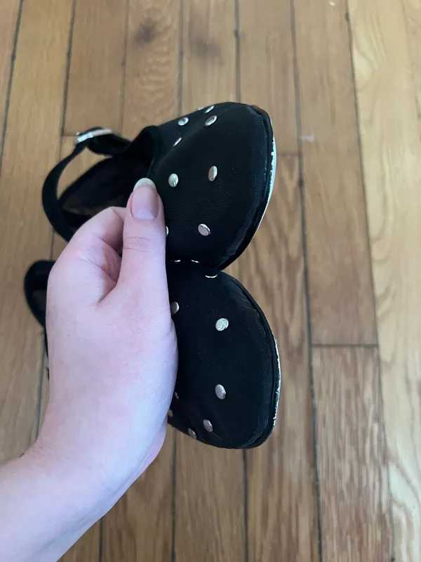 Jeffrey Campbell Anthropologie Black Mesh Studded Flats - Image 5