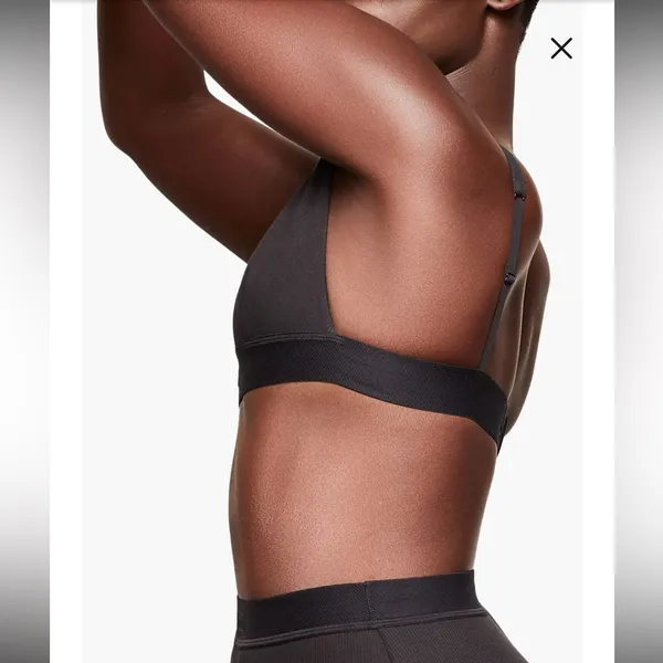 SKIMS Stretch Cotton Rib Plunge Bralette small - Image 3