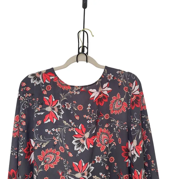 LOFT XL V Neck 3/4 Sleeve Floral Boho Cottagecore Whimsigoth Blouse - Image 4