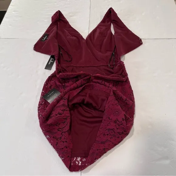 NWT Lulus Nevaeh Burgundy Lace Cutout Sleeveless Mini Dress SMALL‎ - Image 7