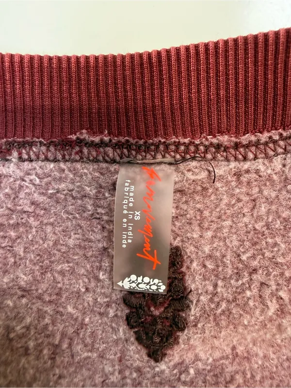 Free People Maroon Relaxed Crewneck Sweatshirt - Image 5