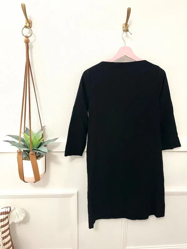 Eileen Fisher Washable Stretch Crepe Dress Black Size S Quiet Luxury Minimalist - Image 6