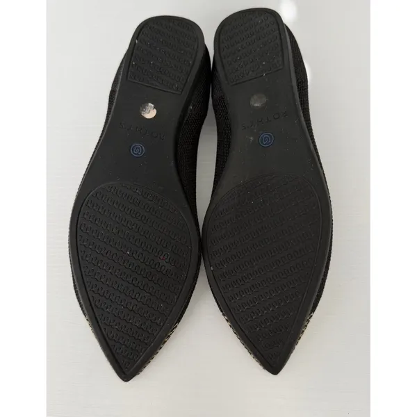 Rothy's The Point Black/Gold Embroidered Cap Toe Flats Women's Size 6 Retired - Image 6