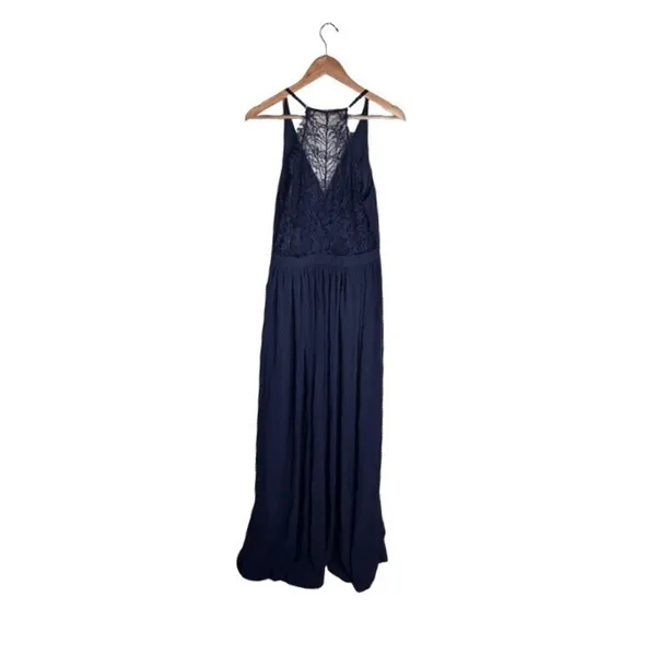 Lulu’s Dress Maxi Lovespell Lace Back Navy Blue Size Large Bridesmaid Formal NWT - Image 6
