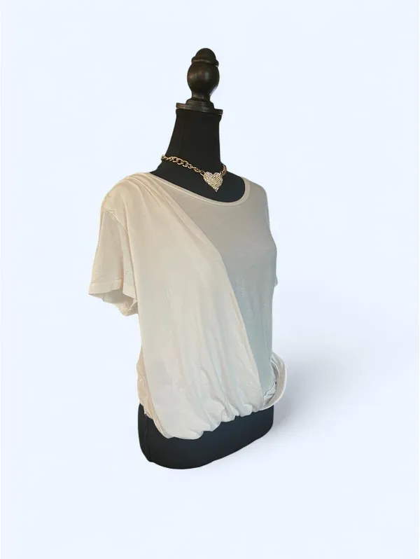 Anthropologie White Draped Twist Wrap Lightweight Boho Minimalist Top Size XL - Image 2