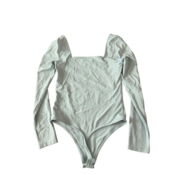 Babaton Aritzia Contour Squareneck Bodysuit Blue‎ Long Sleeve Sculpting M - Image 2