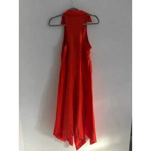 En Saison Midi Dress Womens Medium Orange Linen‎ Resort Summer Lightweight - Image 4
