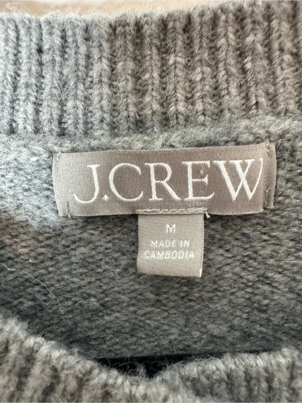 J.Crew Cable knit cardigan Wool Alpaca Sweater grey medium - Image 4