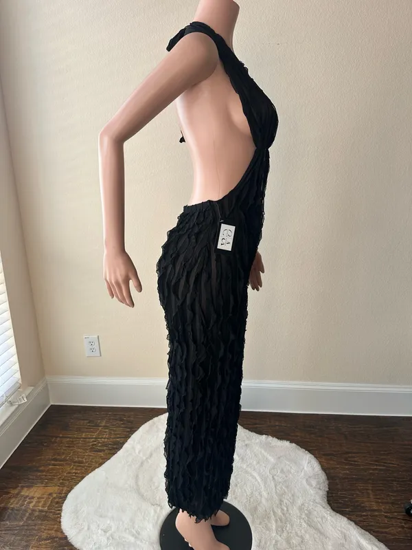 Brand New! Black Sexy Backless Ankle-Length Dress | Size M - Image 3