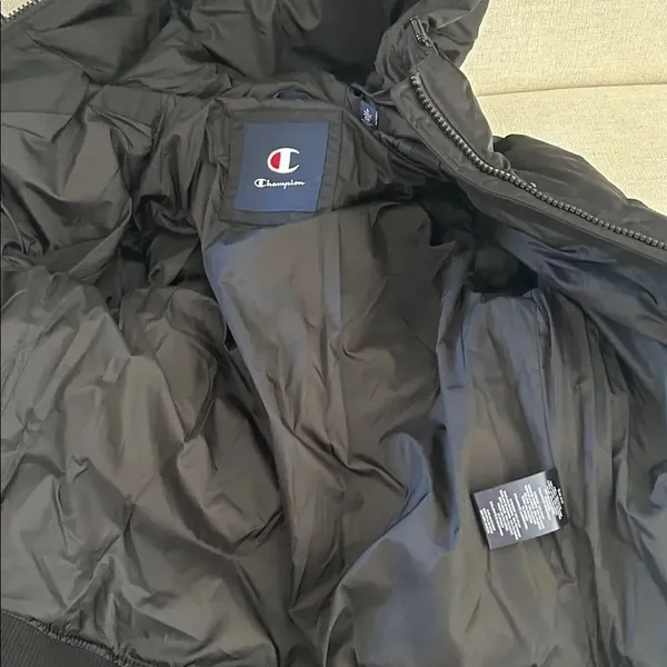 Champion Crop Quilted Snorkel Puffer Jacket with Hood, Black, Size Small, NWT - Image 6
