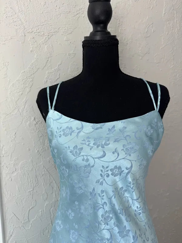 Steppin Out 1990s Vintage Blue Slip Dress - Image 6