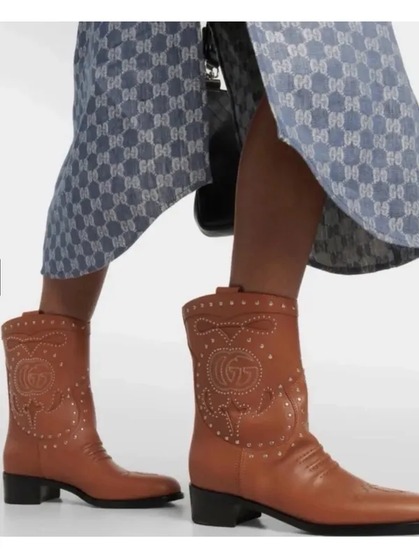Gucci women’s country cowboy stud boots logo women’s 10 - Image 2