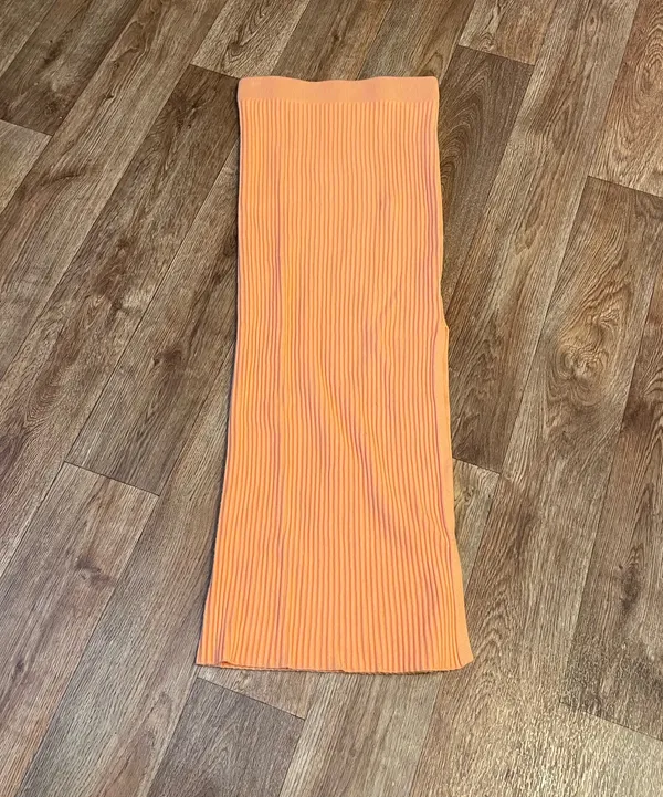 Princess Polly Orange Ribbed Slit Midi Skirt - Image 2