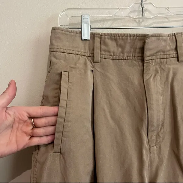 Everlane Draper Pleated Pant Khaki Ash Brown High Rise Wide Leg Size 8S - Image 3
