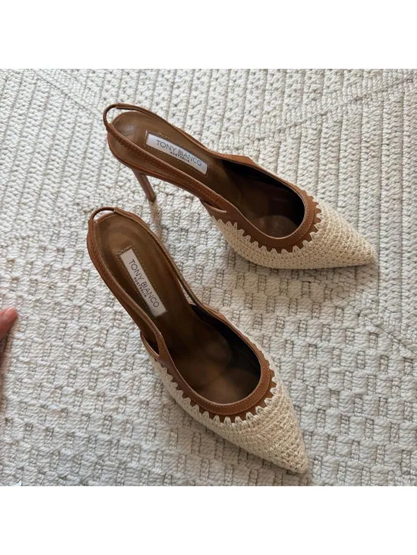 Tony Bianco Athena Natural Crochet/Tan Pumps - Image 3