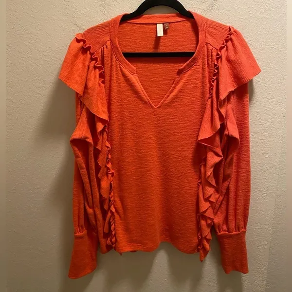 Anthropologie Pilcro Cozy Popover Ruffle Pullover Sweater Size L - Image 3